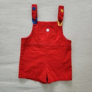 Vintage Red Color Pop Shortalls 12 months